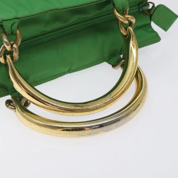 PRADA Hand Bag Nylon Green Gold - Picture 8 of 16